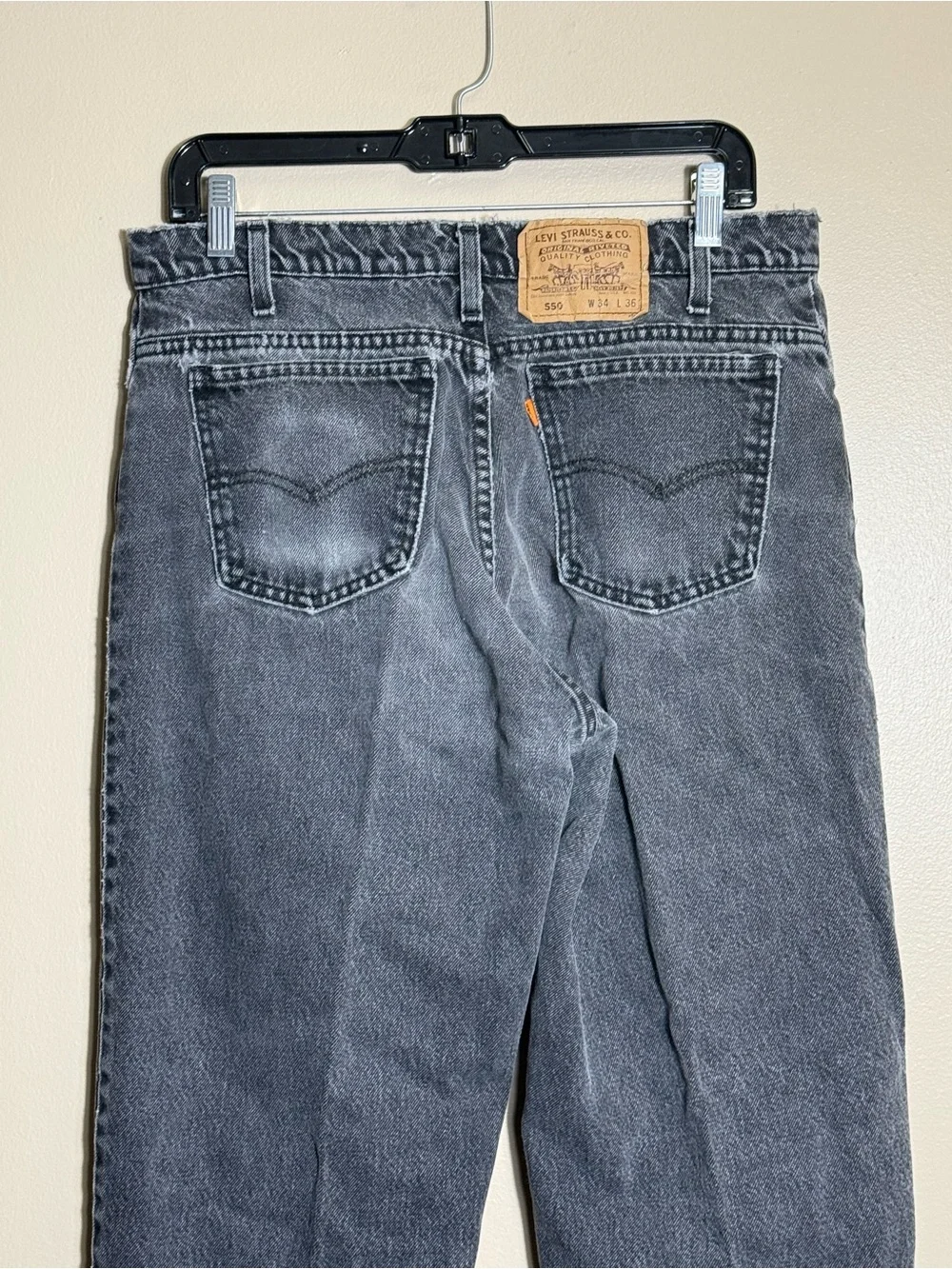 VTG Levi’s 550 Orange Tab‎ USA Faded Black Jeans 34x36 fit 32x34 Grunge